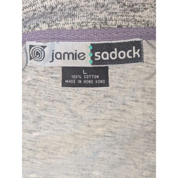 Jamie Sadock Geometric Abstract Print Polo Shirt L Black Gray 100% Cotton - Picture 2 of 5